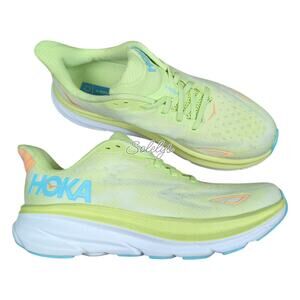 HOKA ONE ONE Clifton 9 Lettuce Solar Flare Running Walking Sneaker Womens 9.5B